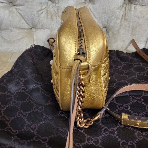 Authentic Gucci Pearl Studded GG Marmont camera bag - Picture 4 of 15